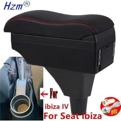 For Seat ibiza armrest box For Ibiza 6j Ibiza 6L central Store content Storage box products with USB LED