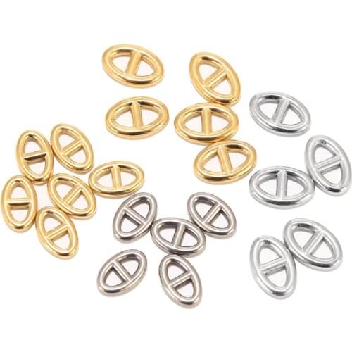 10pcs Stainless Steel Gold Tone Charm Pig Nose Pendants Connectors Accessories For DIY Jewelry Necklace Bracelet Making Findings