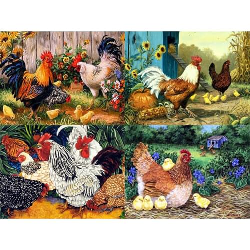 Sale 5D DIY Diamond Painting Animal chicken scenery Full Square Diamond Embroidery Rhinestone Cross Stitch Mosaic Picture Decor