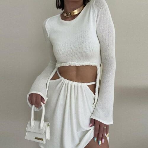 Manyiwei Sexy Women Tracksuit 2021 Fashion Skirt Long Sleeve Shirt Tops And High Waisted Mini Wrap Skirt Two Piece Set