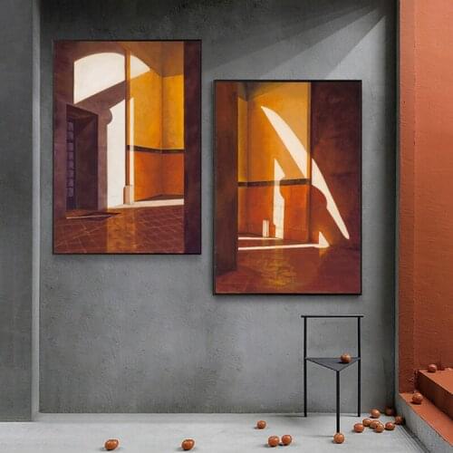 Nordic Vintage Abstract Architecture Picture Wall Art Decoration Painting Print On Canvas Poster Room Gallery Interior Decor