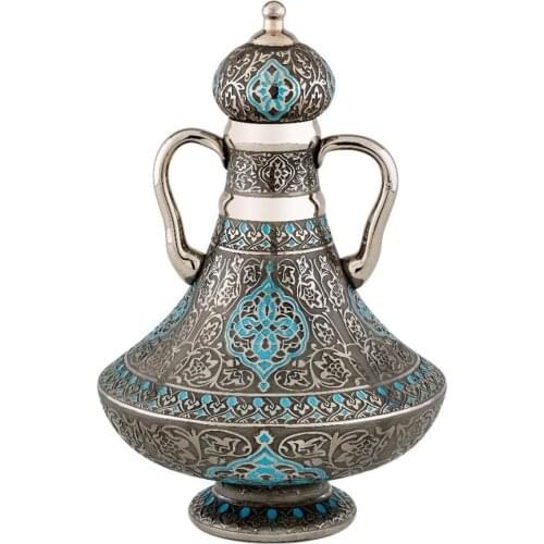 Handmade Mahber Water Bottle Glass Special Design Vase Jug Gilt Gold Bronze Inkstand Ottoman Limited Edition