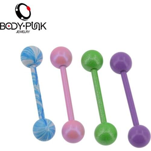 BODY PUNK 14 Gauges 4pcs/lot Tongue Piercing Septum Industrial Barbell Flesh Tunnels Ear Plugs Ear Expanders Body Jewelry