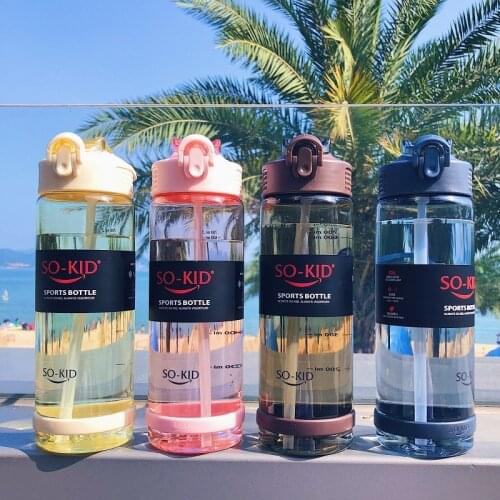 800ml Outdoor Large Capacity Water Bottle with Straw Sports Bottles Eco-friendly with Lid Hiking Camping Plastic BPA FREE