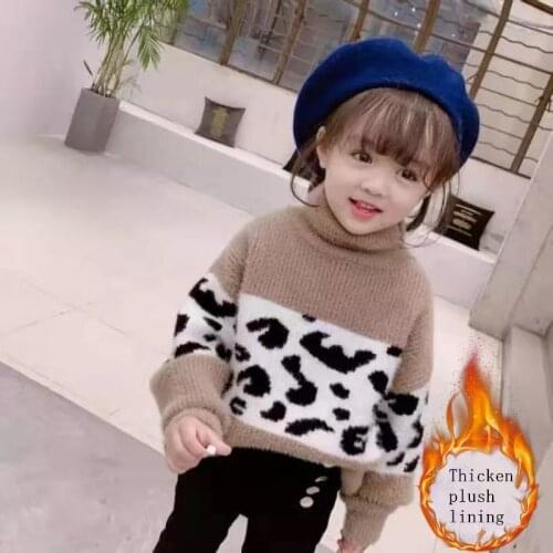 Knitting Winter Spring Autumn Sweater Warm Kids Girl Plus Velvet Thicken Outfits Baby Boutique Toddler Children High Quality
