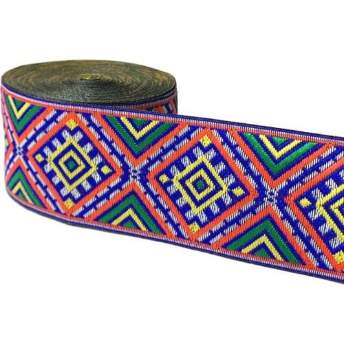 ZERZEEMOOY 2" 5cm 7yard/lot High quality Woven Jacquard Ribbon black background Geometric pattern straps and belt lace