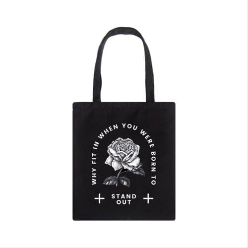 Gothic Rose Print Casual Punk Large-capacity Canvas New Classic Female Hip-hop Vintage Ins Letter Harajuku New Shoulder Bag