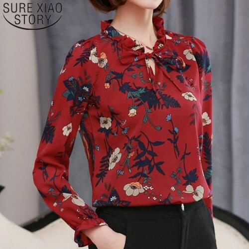 Women clothing 2021 female long sleeve shirt women Fashion woman blouses plus size print Chiffon blouse shirt blusas 1281 40