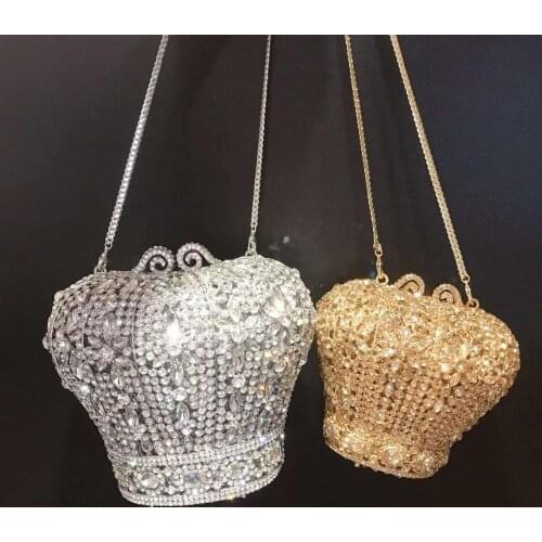 Womens Handbags Purses Clutch purse Evening Bag Bridal Wedding Elegant Party Dazzling Women Crystal Evening Metal Clutches Bags