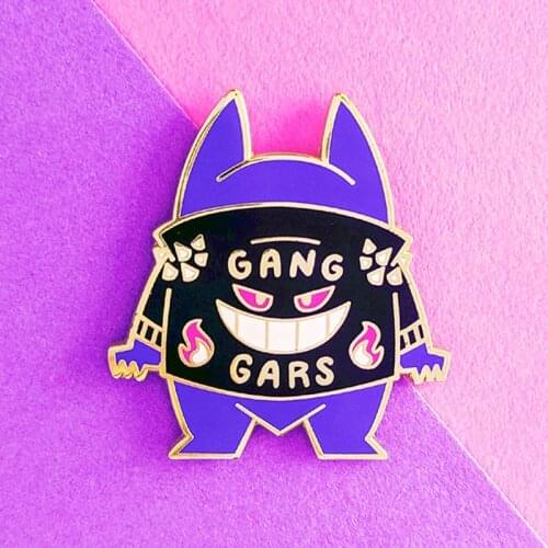 Cute GANG GARS Purple Ghost Enamel Brooch Pin Backpack Hat Bag Lapel Pins Badges Women Mens Fashion Jewelry Accessories