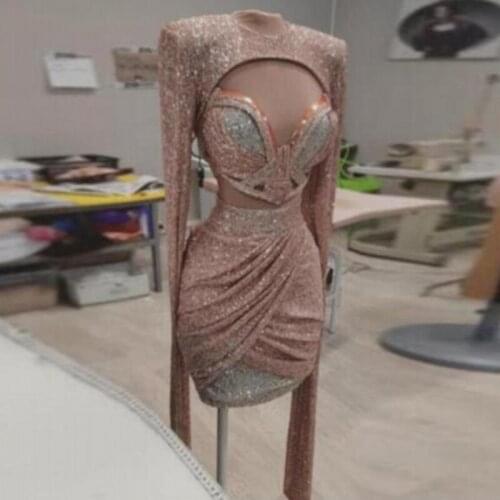 2020 vestido de festa longo 3 Pieces Champagne Sequins Evening Dress robe de soiree Evening Formal Gowns Custom Made