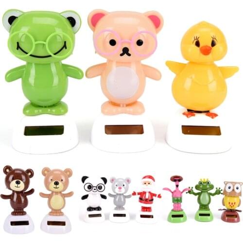 1pcs Fashion Cute cartoon image Pendant Solar Creative Powered Dancing Animal Swinging Animated Bobble Dancer Car Decor