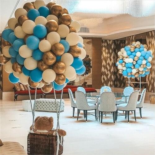 122Pcs/Set Latex Hot Air Balloon Shape Blue Gold Balloon Chain Balloon Combination Kids Birthday Graduation Party Happy Birthday
