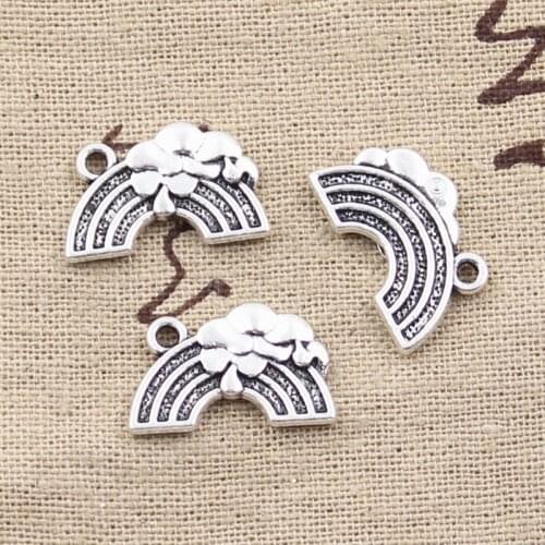 15pcs Charms Rainbow Flower 12x19mm Antique Bronze Silver Color Pendants Making DIY Handmade Tibetan Bronze Silver Color Jewelry