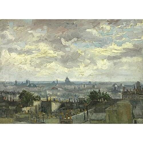 1886 The Roof View of Paris Vincent Van Gogh Oil Painting Art Collection Retro Vintage Poster Canvas Wall Sticker Home Decor