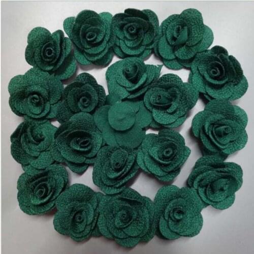 200Pieces Green Rose Handmade DIA 2.5/3.5cm Fabric Rose Cotton Cloth Flowers Hand DIY Wedding Bouquet Flower Hair Accessories