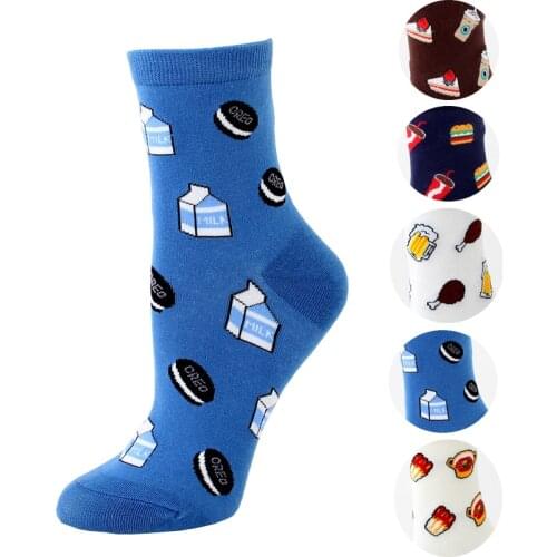 2020 New arrival womens cute socks autumn-winter colorful food socks ladies and women funny beer thermal socks