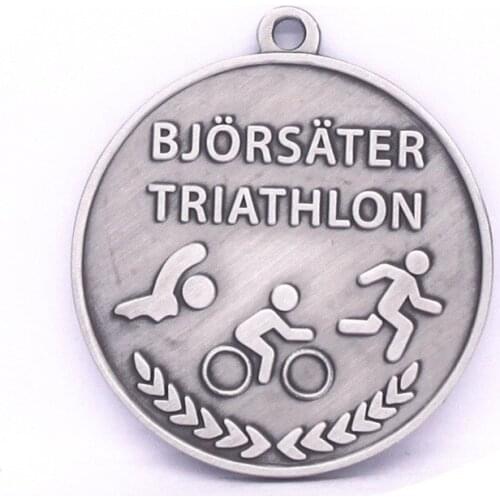 3D Die Casting Antique Silver Medal Round Custom Sports Competition Medal