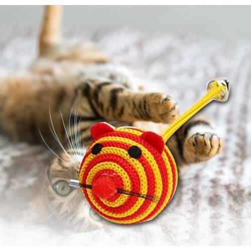 40Pcs Nylon Braided Long Tail Ball Mouse Bell Cat Interactive Toys Pet Supplies