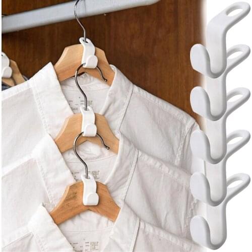 6pcs Antislip Hangers For Clothes Wardrobe Closet Connect Hooks Rails Organizer Clothing Rack Storage Stack Hook Space-Saving