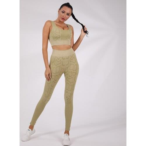 8 Colors 2PCS Snake Seamless Yoga Set Running Fitness Gym Suit Sportwear Women Set Workout Clothes For Women Hiigh Waist Legging
