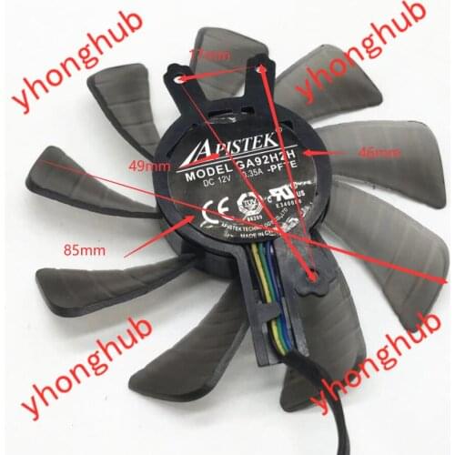 APISTEK GA92H2H DC 12V 0.35A Dia. 85mm C.T.C 49x46x16mm 4-Wire Graphics Fan