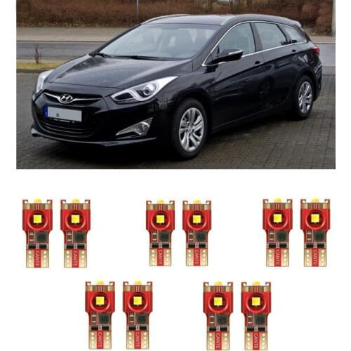 10pc w5w Car LED lighting For hyundai i10 i20 i40cw Matrix Santa Fe creta Sonata Terracan Veloster Trajet interior light kit