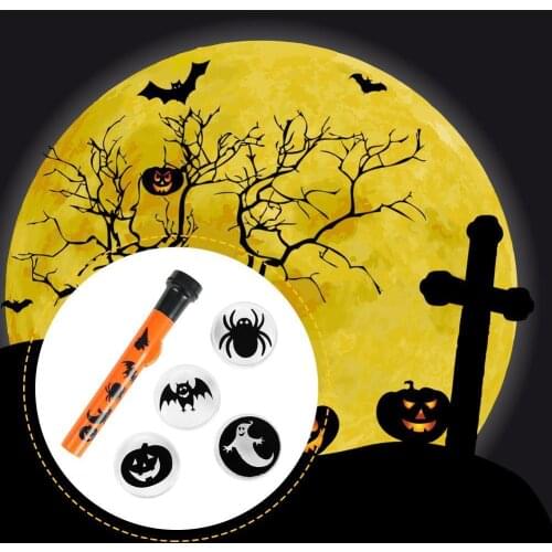 Kids Cartoon Projector Flashlight Novelty Pumpkin LED Toys Halloween 5 Pumpkin Lenses Party Lamp Toys Different Luminous wi D3W8