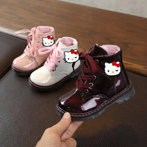 Sanrio Hello Kitty autumn and winter childrens Martin boots boys and girls fashion non-slip soft bottom fashion mid-tube boots