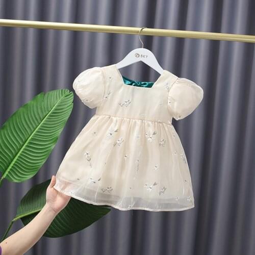 Summer Baby Girls Bow Princess Dress Short Sleeve Children Baby Infants Birthday embroidery Party Dresses kids