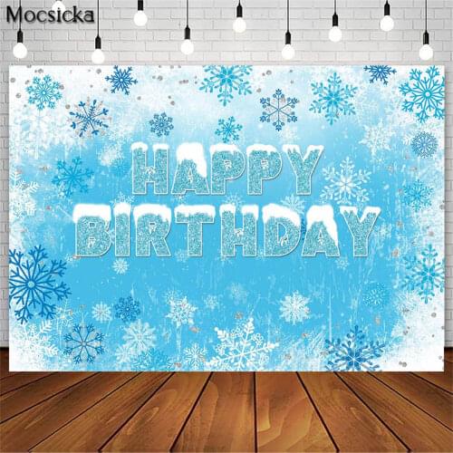 Blue Winter Ice Snowflake Birthday Party Backdrops Baby Shower Cake Table Decoration Banner Photo Props Studio Booth Background