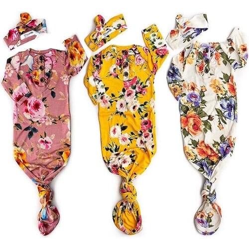 0-6 Months Pure Cotton NewBorn Baby Boy/Girl Swaddle Blanket Wrap Sleeping Bag Unisex Pink / Yellow / Beige Floral Sleeping Bags