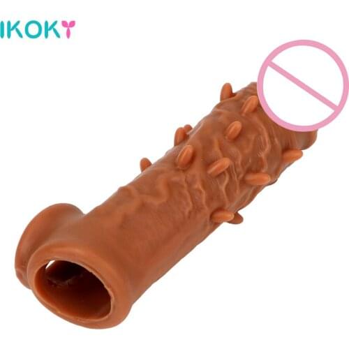 IKOKY Penis Extender Sex Toys for Male Penis Sleeves Delay Ejaculation Reusable Condom Larger Particles Spike