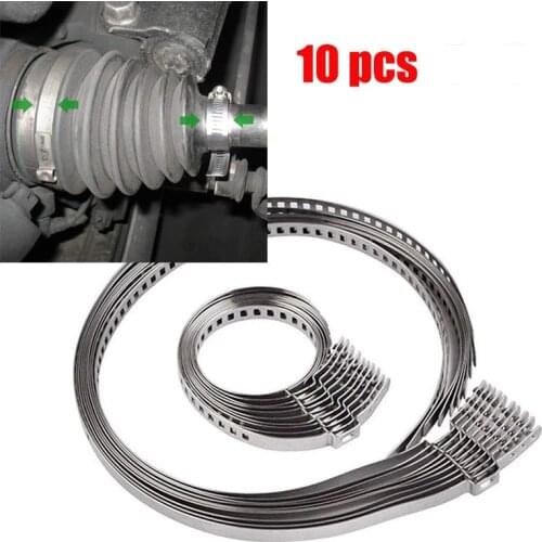 10Pcs Stainless Steel Adjustable AXLE CV Joint Boot Crimp Clamp Kit 31- 41mm 70- 125mm 5 Small 5 Big