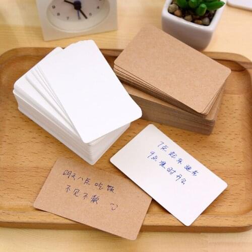 100sheets/box 9*5cm Kraft Paper White Blank Message Paper Card Memo Word Cards Stationery Business Office Student Supply