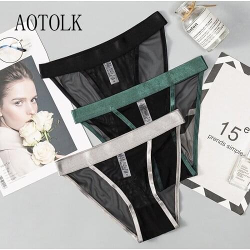 3Pac/Set Lace Womens Panties Transparant Sexy Bikini Lingerie Underwear M-XL Briefs Female Fashion Underpants Solid Color Girls