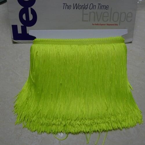10 Meters 15cm 6" Long Neon Green Color Latin Dress Tassel Fringe
