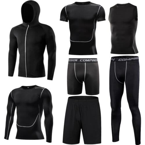 Mens Sports Suit Compression Tracksuit Fitness Gym Clothes For Jogging Sets Running Sportwear Training Exercise Workout Tights