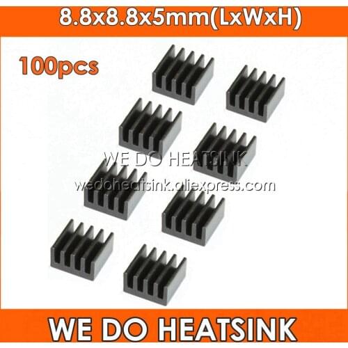 WE DO HEATSINK 100pcs 8.8x8.8x5mm Black Anodize Ram SOIC8 FET Heatsink Aluminium Chipset Aluminum Heat Sink Fans & Cooling
