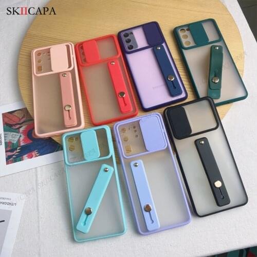 Soft Slide Camera Lens Protective Cover for Samsung Quantum 2 A82 S21 S20 Ultra F62 M62 A72 A52 Note 20 Wrist Strap Holder Case