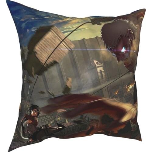 Attack On Titan Mikasa Pillowcase Decoration Shingeki no Kyojin Cushion Cover Throw Pillow for Living Room Polyester