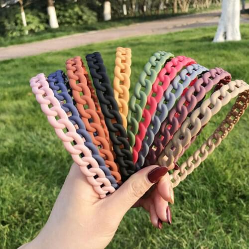 Fashion Head Hoop Hair Band Candy Color Plastic Headband Chain Simple Frosted Hairband For Women Girls Hair Accessories