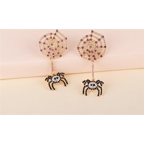 Wholesale JUJIA Punk Spider Earrings For Women Female Alloy Simple Animal Crystal Ear Jewelry For Girl Birthday Jewelry Gift New