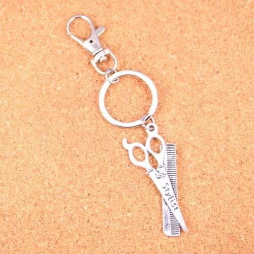 Barber Scissor Comb Keychain Purse Car Key Chain Bag Decorative Alloy Keyring Pendant Bag Purse Car Key Chain Jewelry Gift
