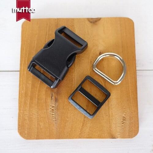 Plastic buckle+adjust buckle+ D ring) retailing DIY Dog Collar accessory black 2.5cm webbing plastic buckle adjust buckle