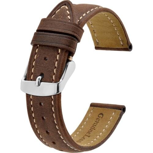 Anbeer Genuine Leather Watch Band, Replacement Watch Strap 18mm 20mm 22mm for Men Women