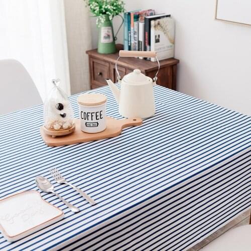 Cotton and linen simple pastoral tablecloth Geometric rectangular tablecloth with color stripes customized round table cover