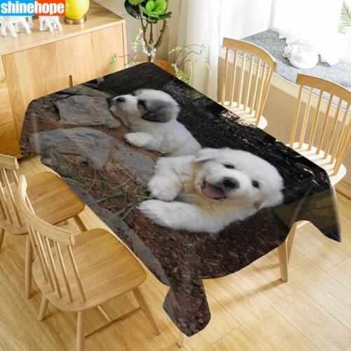 Animal Pattern Tablecloth Dog Newfoundland Table Cloth Dustproof Washable Cloth Rectangular Table Cover for Home table Decor
