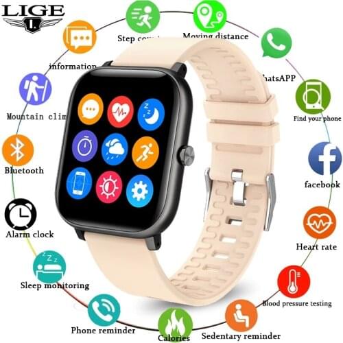 LIGE Woman Smart Watch Men smartwatch Waterproof Sports Heart rate blood pressure fitness tracker Android ios Reloj Inteligente