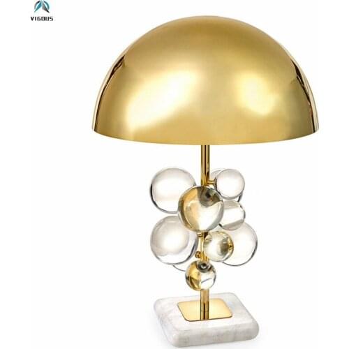 Post Modern Art Deco Led Desk Lamp Plate Gold Metal Lustre Luminarias Acrylic Balls Table Lamp for Study Room Decorate Lamparas